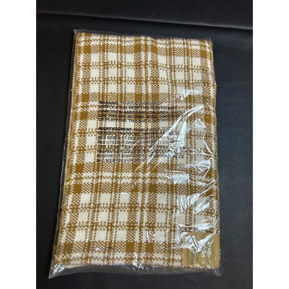 Timberland Scarf Tan White Plaid Winter New in Package Fringe